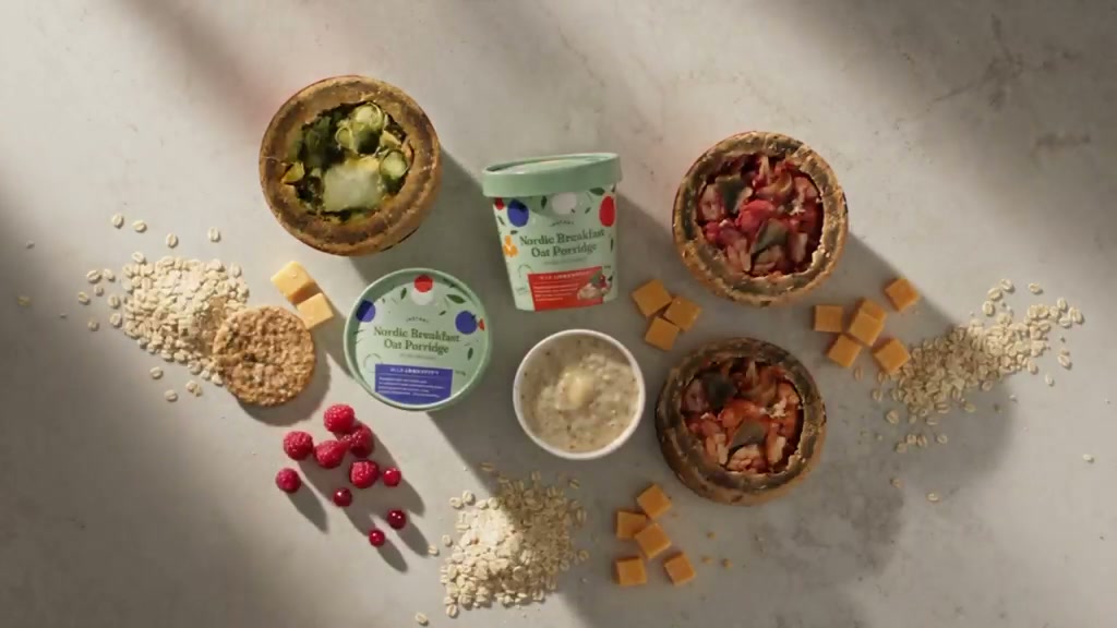 AI concept film featuring Nordic Breakfast porridge and ingredients